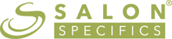 Salon Specifics logo with a stylized S emblem in olive-green text